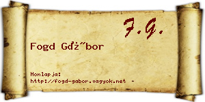 Fogd Gábor névjegykártya